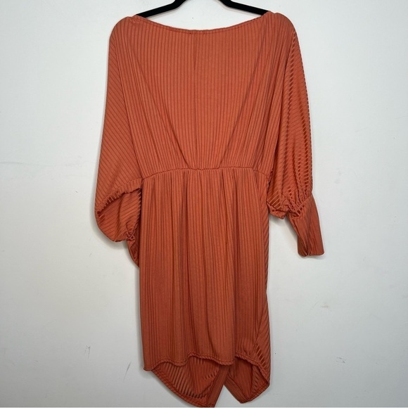 BOOHOO Rust Wrap Front Fall Dress - Picture 2 of 6